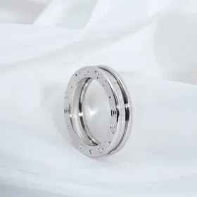 Bulgari bezel letter single ring diamond-free ring-4026  