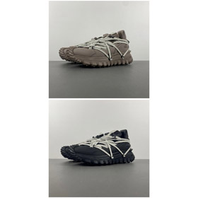 Moncler x RICK OWENS Trailgrip Megalace Leather Round-Toe Elastic Low-Top Casual Shoes-5115  